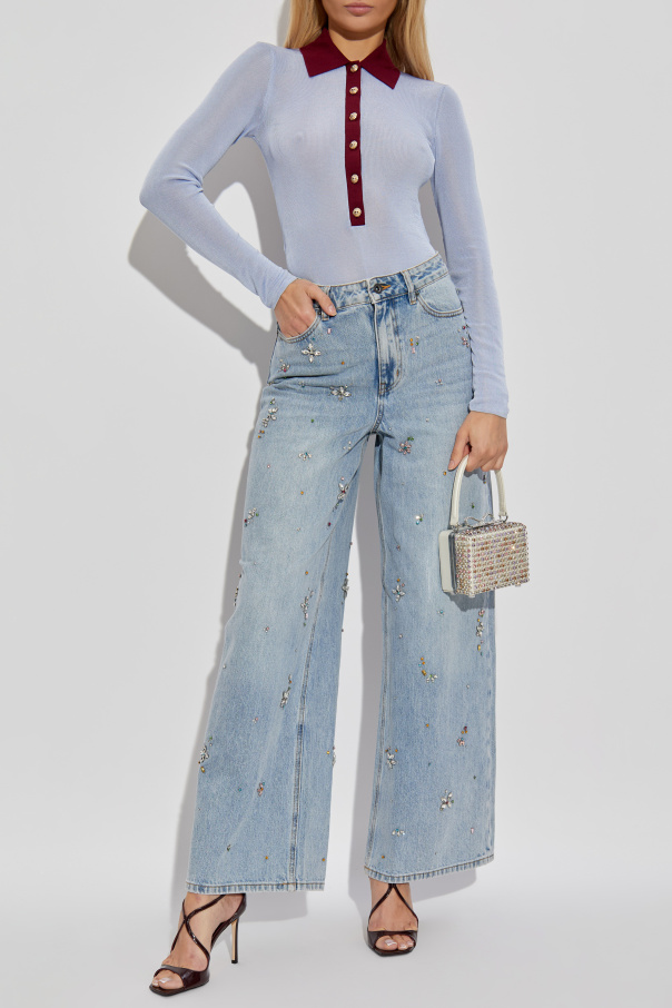 Self-Portrait Jeans with shimmering appliqués