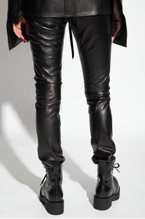 Ann Demeulemeester Leather cotton trousers