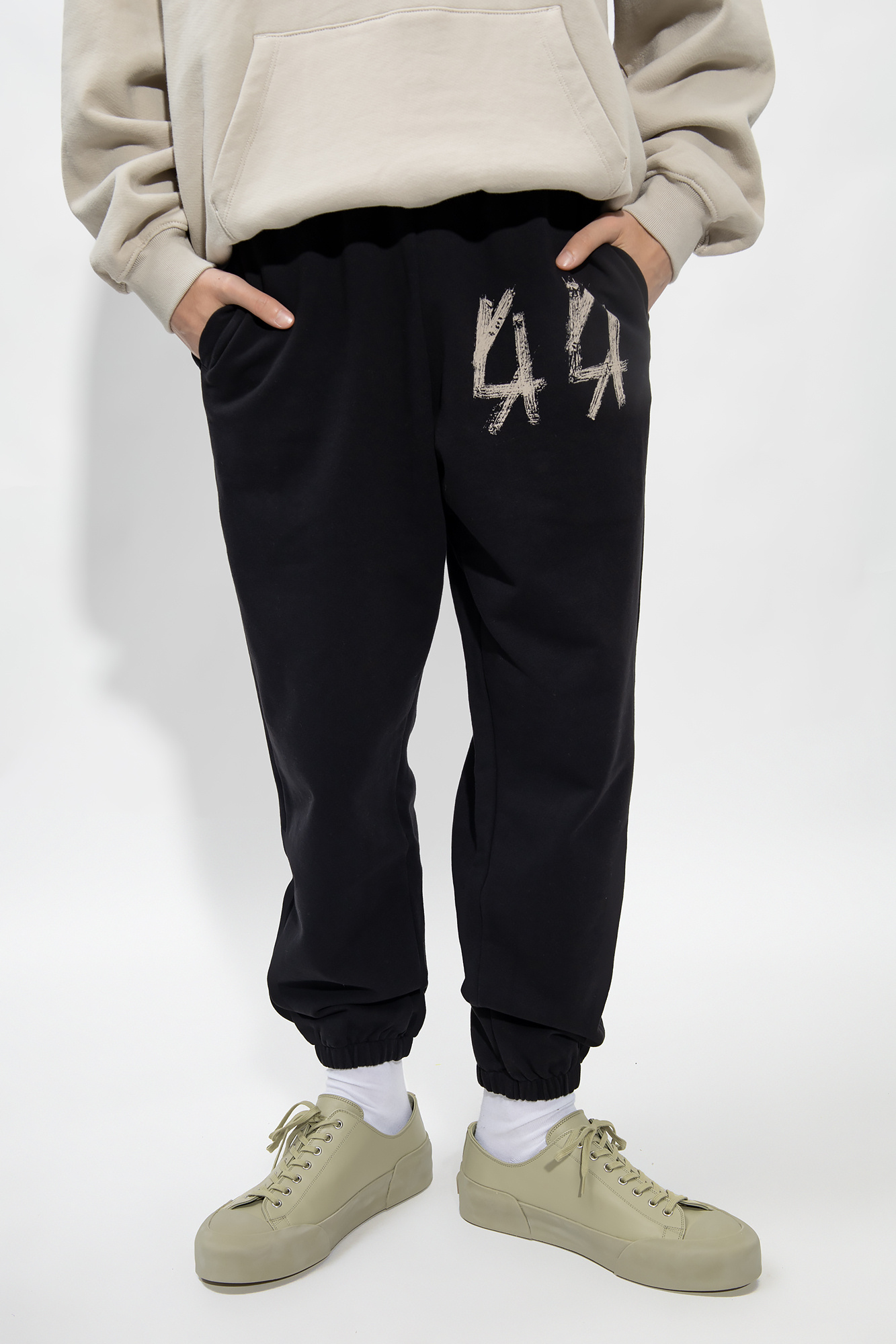 44 Label Group metallic-pinstripes shorts Grigio