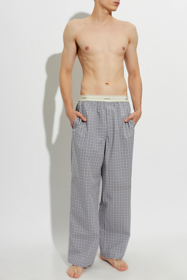 SKIMS Men's Cotton Poplin Pyjama Bottoms in Violet-Grey Check by SKIMS