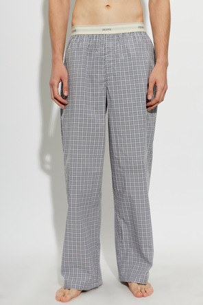 SKIMS Men's Cotton Poplin Pyjama Bottoms in Violet-Grey Check by SKIMS