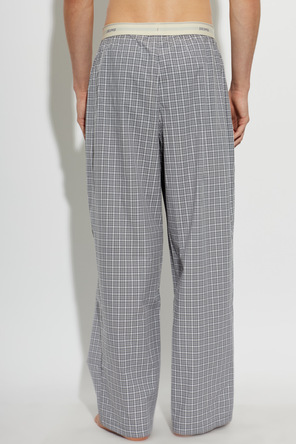 SKIMS Men's Cotton Poplin Pyjama Bottoms in Violet-Grey Check by SKIMS