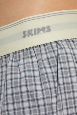 SKIMS Men's Cotton Poplin Pyjama Bottoms in Violet-Grey Check by SKIMS