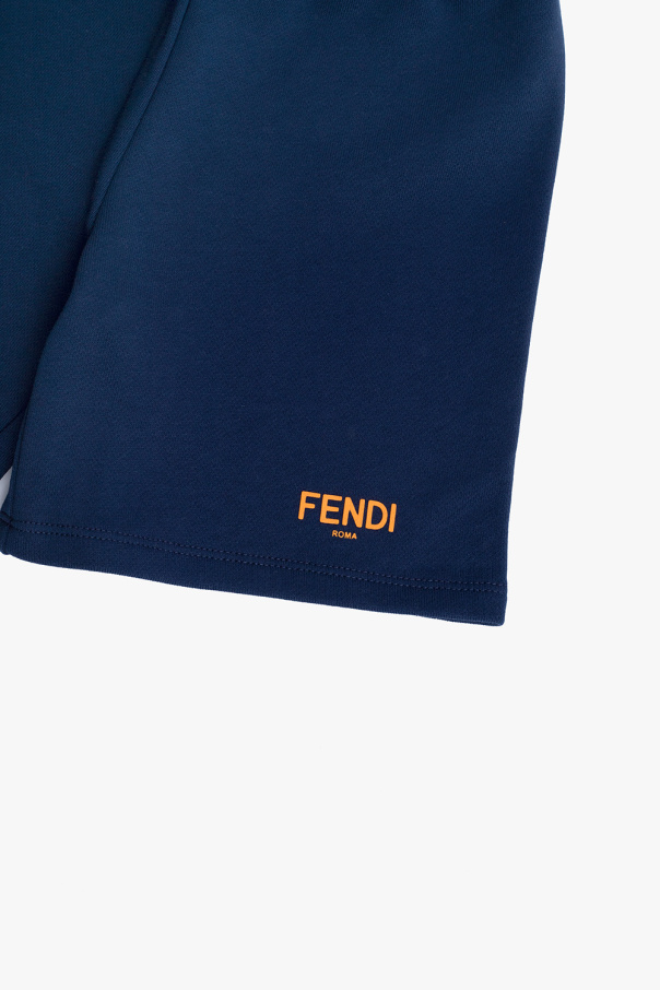 fendi beige Kids Shorts with logo