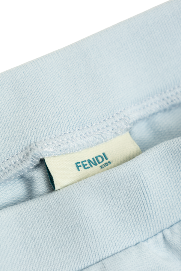 Fendi Kids Pantalones de algodón con logo bordado