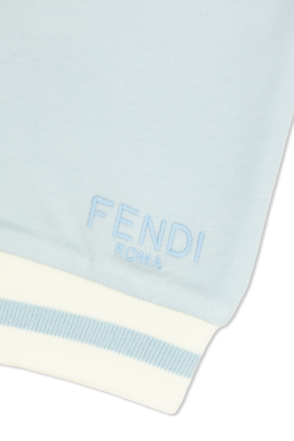 Fendi Kids Pantalones de algodón con logo bordado