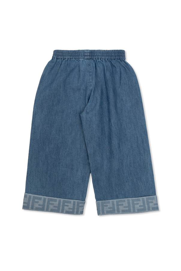 Fendi Kids Jeansy z zawijanymi nogawkami