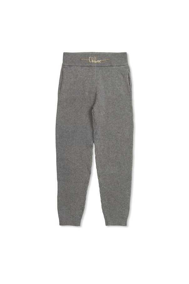Trousers with a logo-shaped applique od Chloé Kids