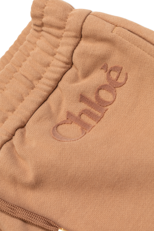 Chloé Kids Sweatpants with a logo in a velvety finish