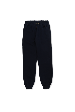 Sweatpants with a velvety-finish logo