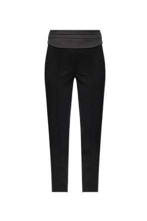 Wool trousers with a satin waistband