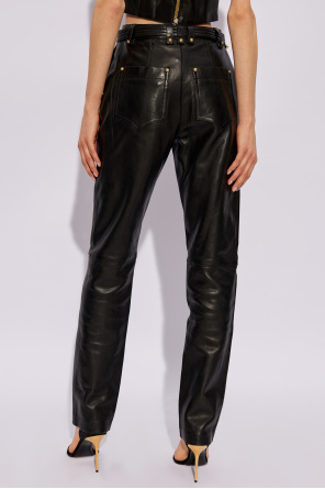 Balmain Leather high-rise trousers
