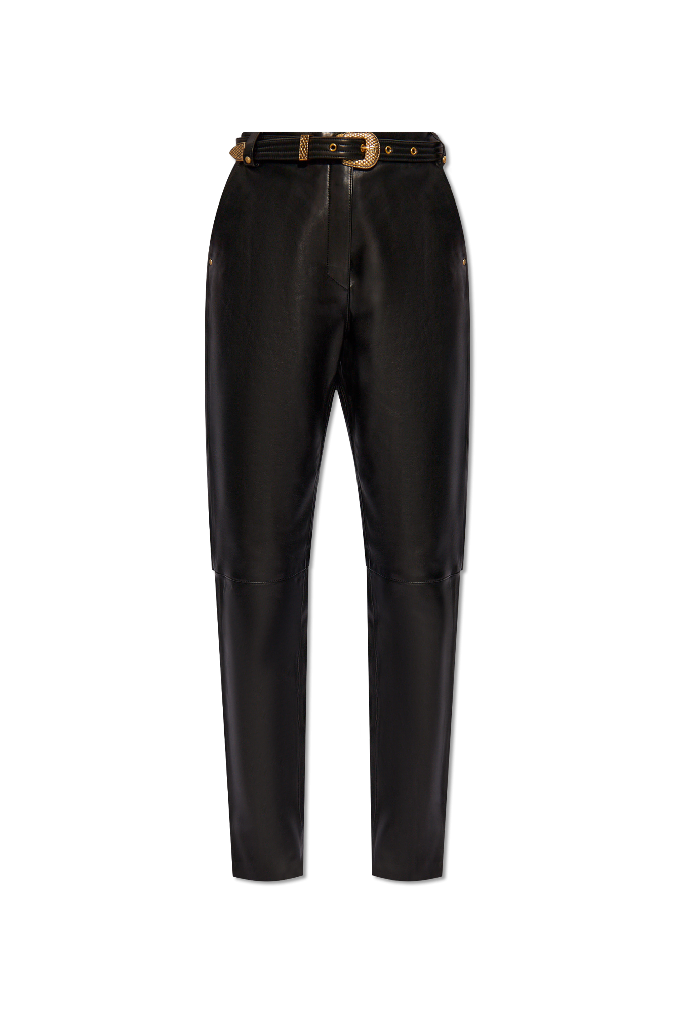 Balmain Leather high-rise trousers, Women's Clothing