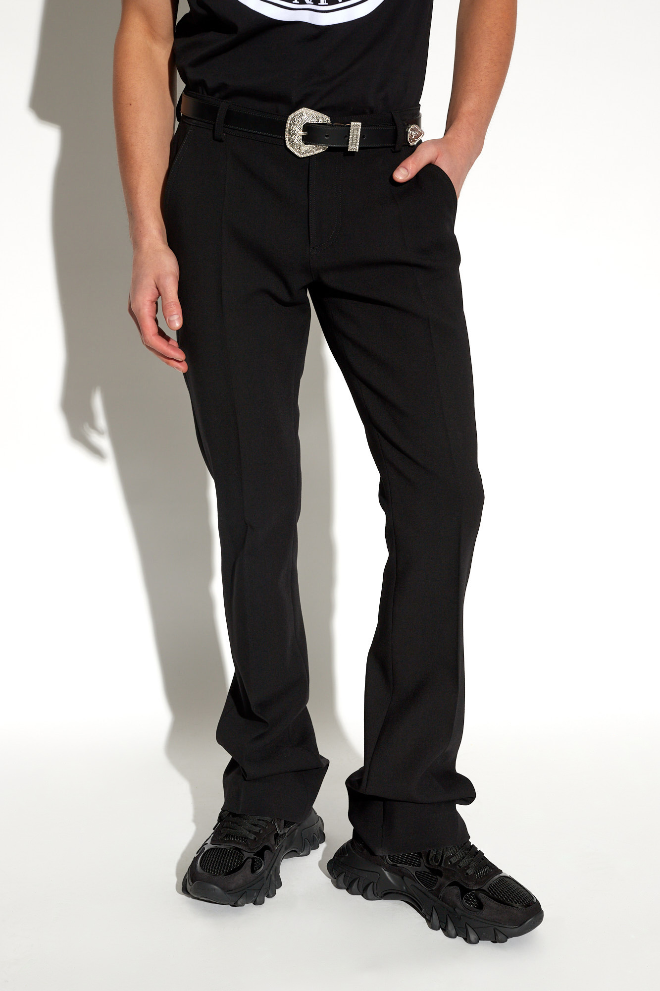 Balmain Pleat-front flared trousers, Men's Clothing