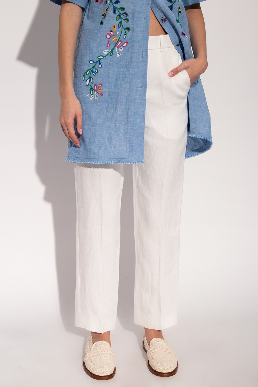 Chloé Linen pleat-front trousers