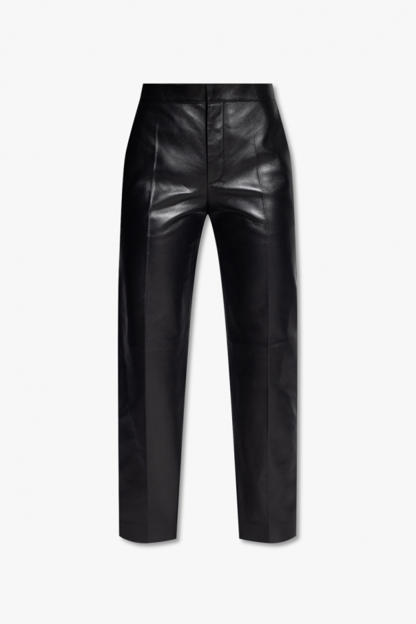 Chloé Leather pleat-front trousers
