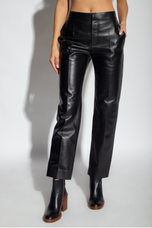 Chloé Leather pleat-front trousers