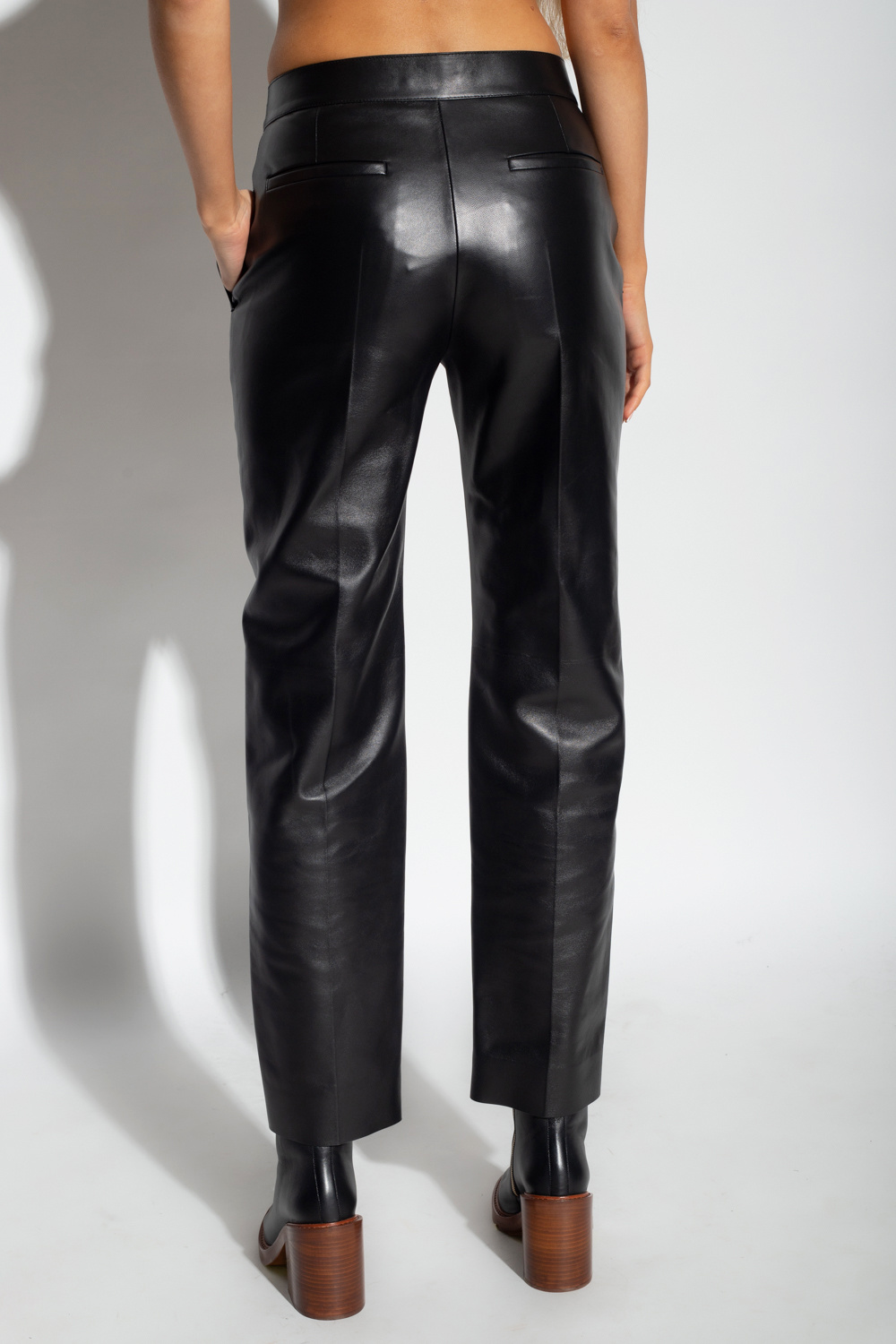 Chloé Leather pleat-front trousers