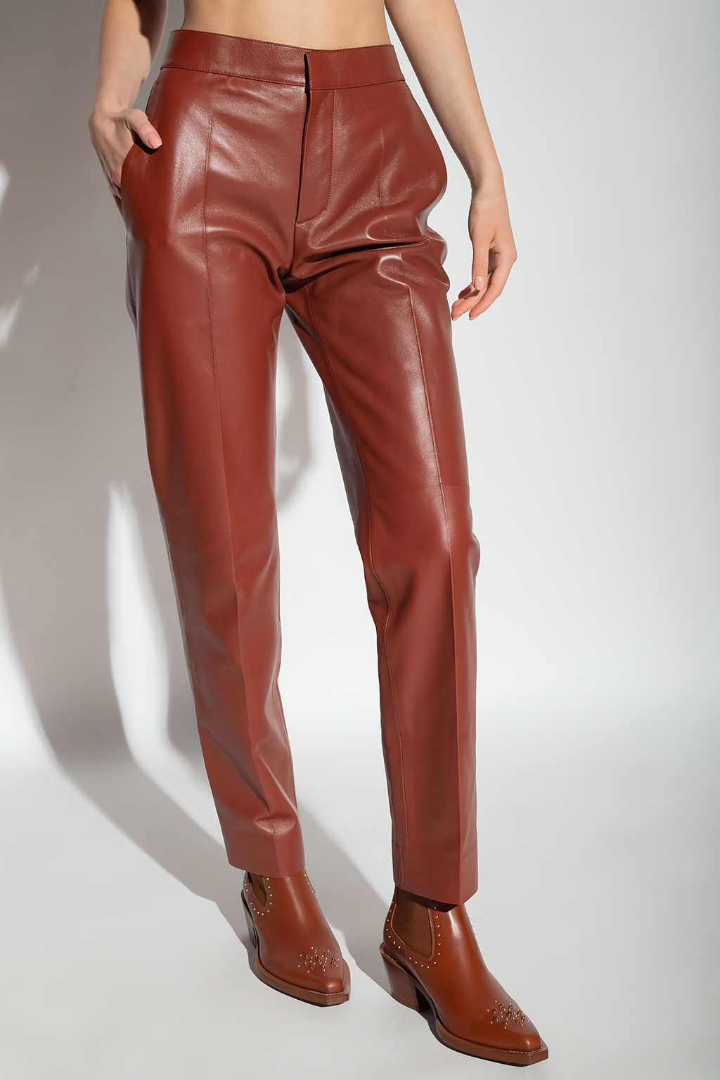 Cotton And Linen Bermuda-shorts - Brown Leather trousers Chloé -  GenesinlifeShops Spain