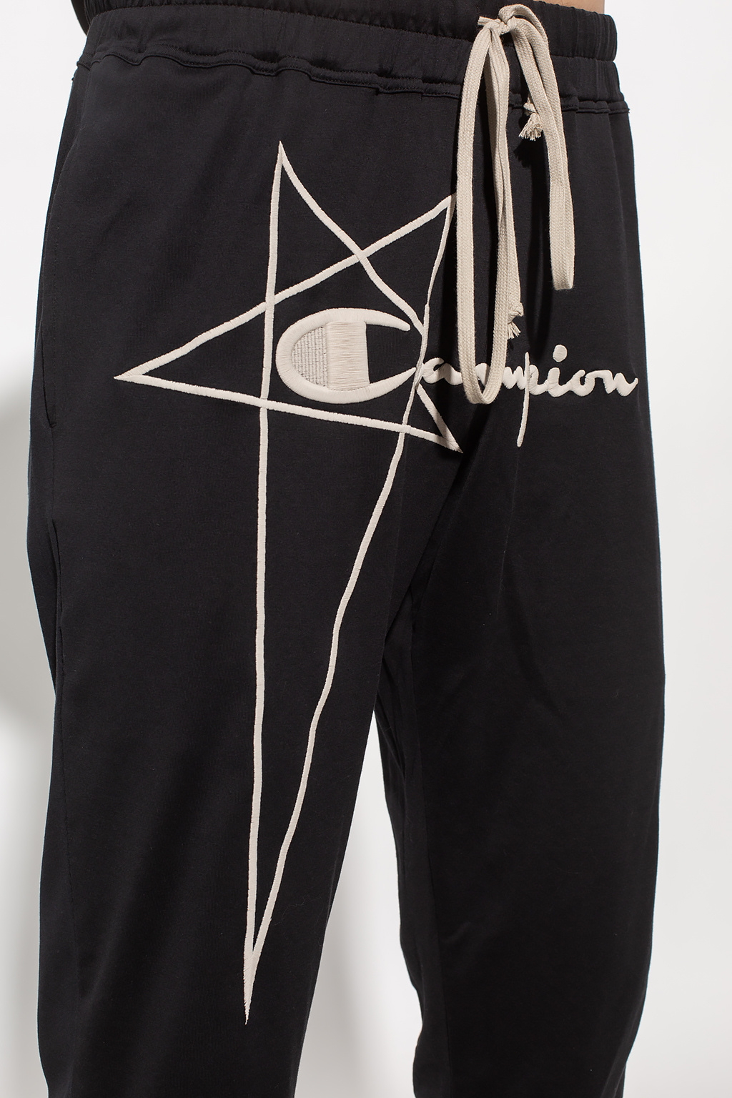 Black Champion Edition Sweatpants by Rick Owens on Sale