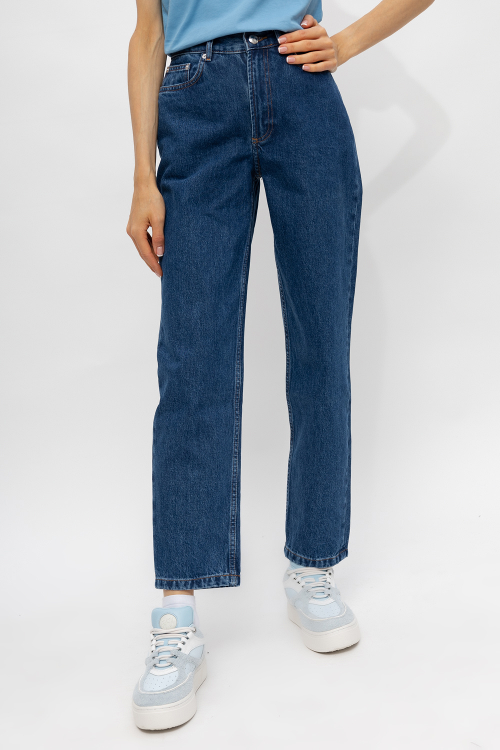 A.P.C. mid-rise two-tone flared jeans