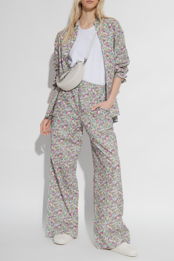 A.P.C. ‘Bonnie’ trousers metallic-finish with floral motif