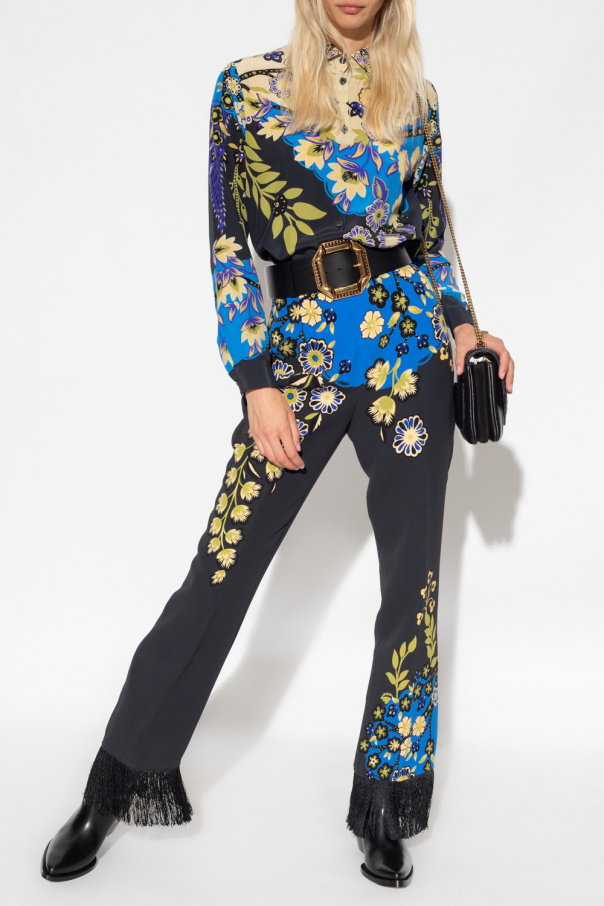 Etro Bleu trousers with fringes