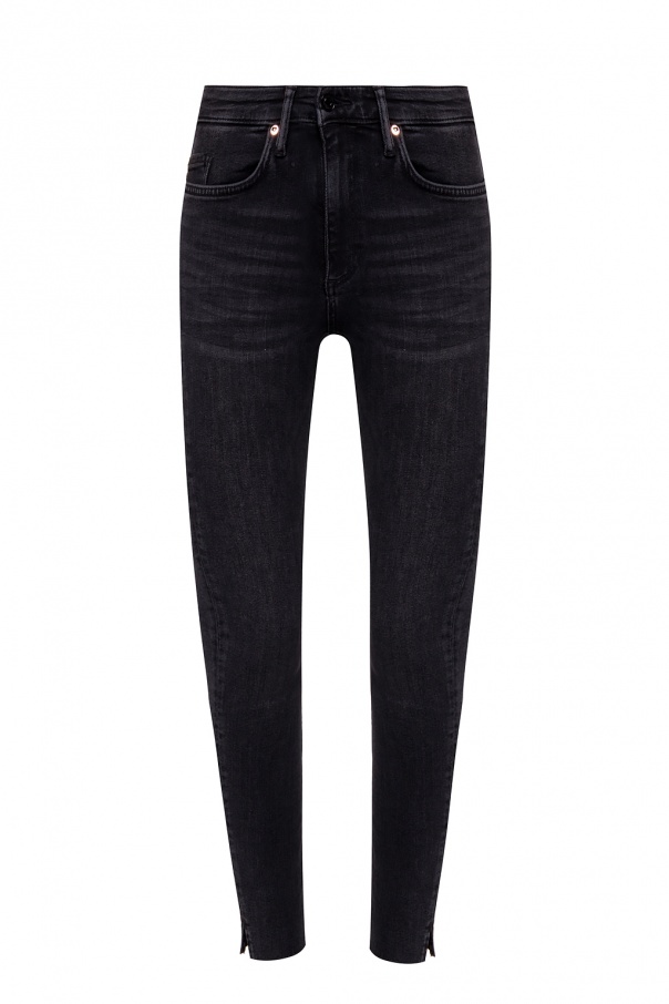 FRANKA High waist straight jeans with extra long leg Dark denim