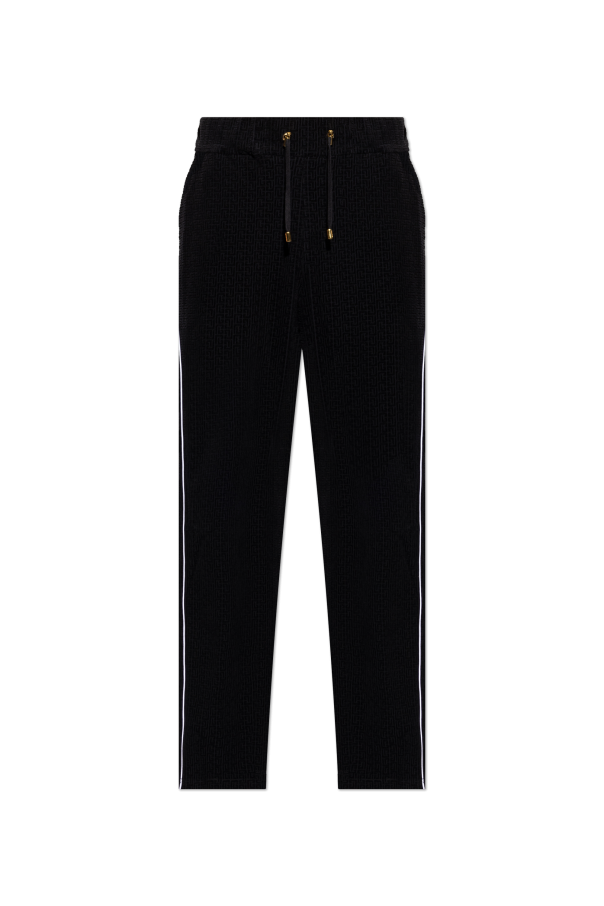 Balmain Trousers with monogram in velvet finish