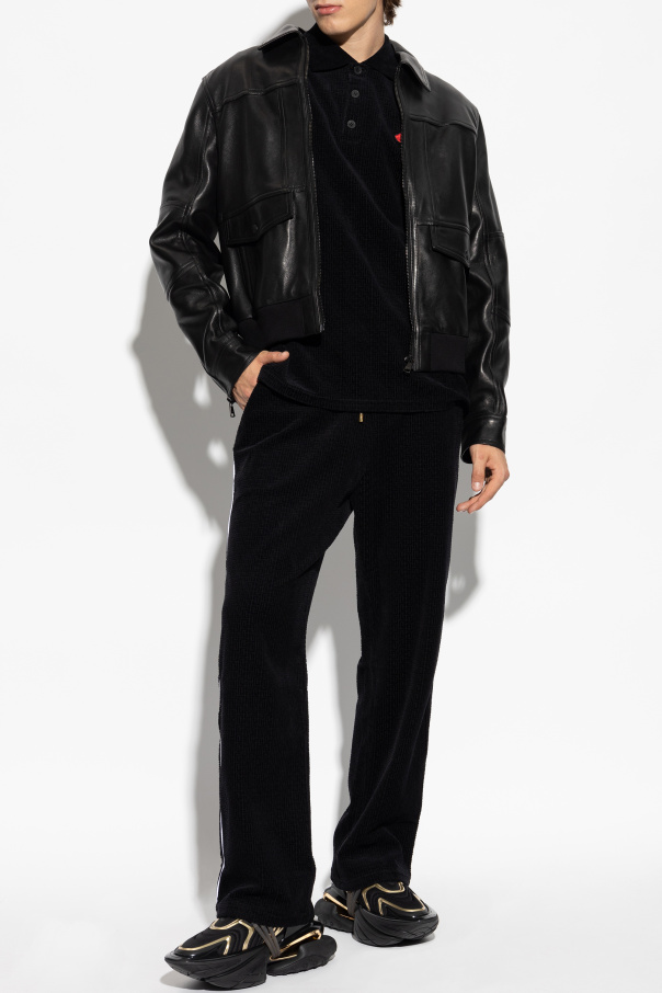 Balmain Pants with monogram in velvet finish