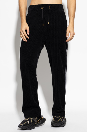 Balmain Pants with monogram in velvet finish