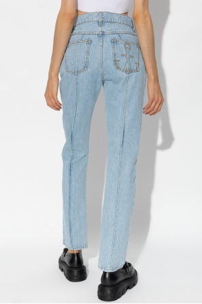 JW Anderson Calça Jeans Skinny Paint Splatter Azul