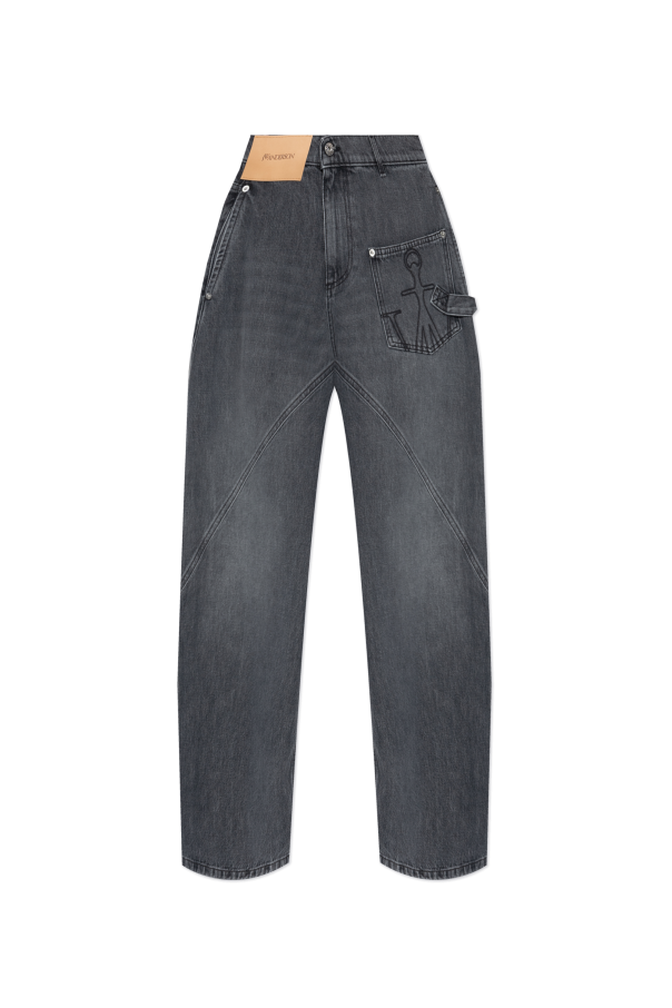 Jeans with embroidered logo od JW Anderson