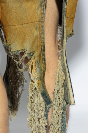 Pixie floral-print ruffled mini dress ‘Geth Cutoffs’ denim shorts