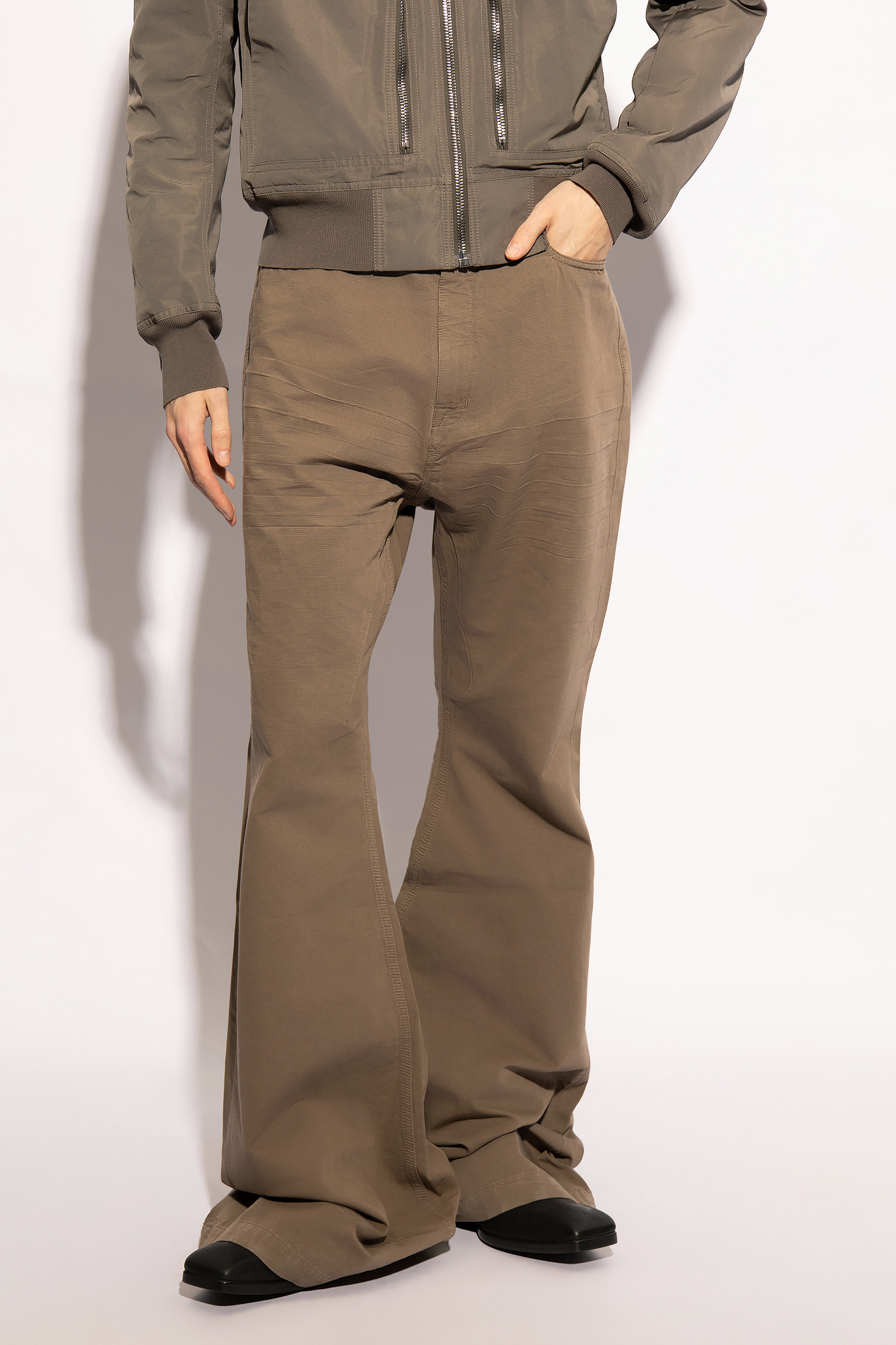 Pre-owned Balenciaga Metallic Rib-Knit Longline Wrap Dress in Silver Viscose ‘Bolan Bootcut’ trousers
