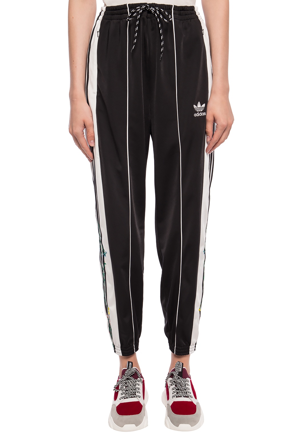 adidas Originals Flower Jersey Track Pants in Black | Lyst