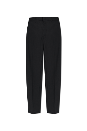 Wool pleat-front trousers