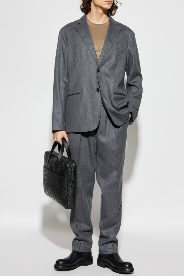 Emporio Armani Pantalones de lana con raya marcada