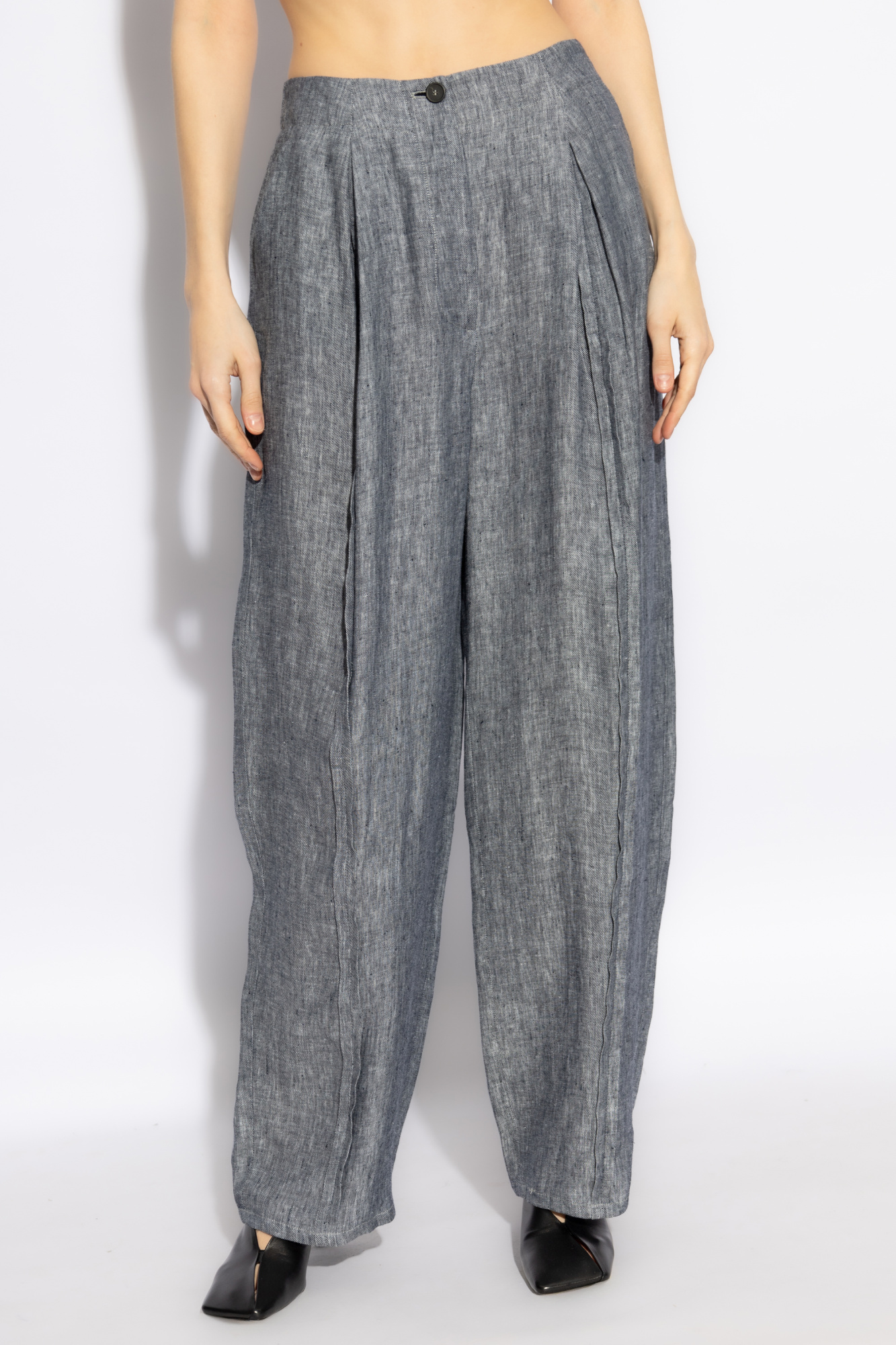 Emporio Armani Linen pants with stitching on the legs | Women