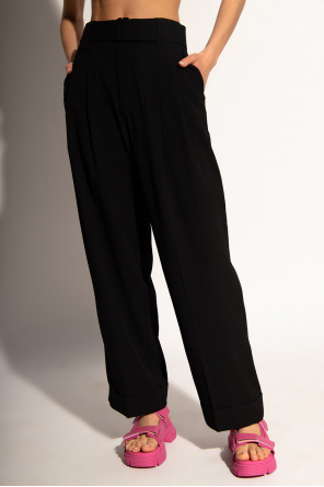 Ganni Pleat-front silk trousers