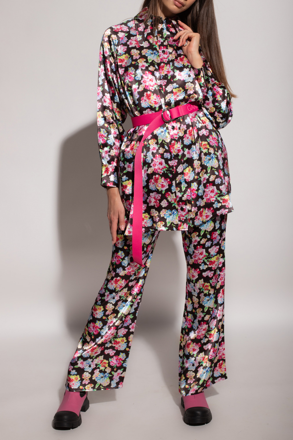 Ganni Trousers with floral motif