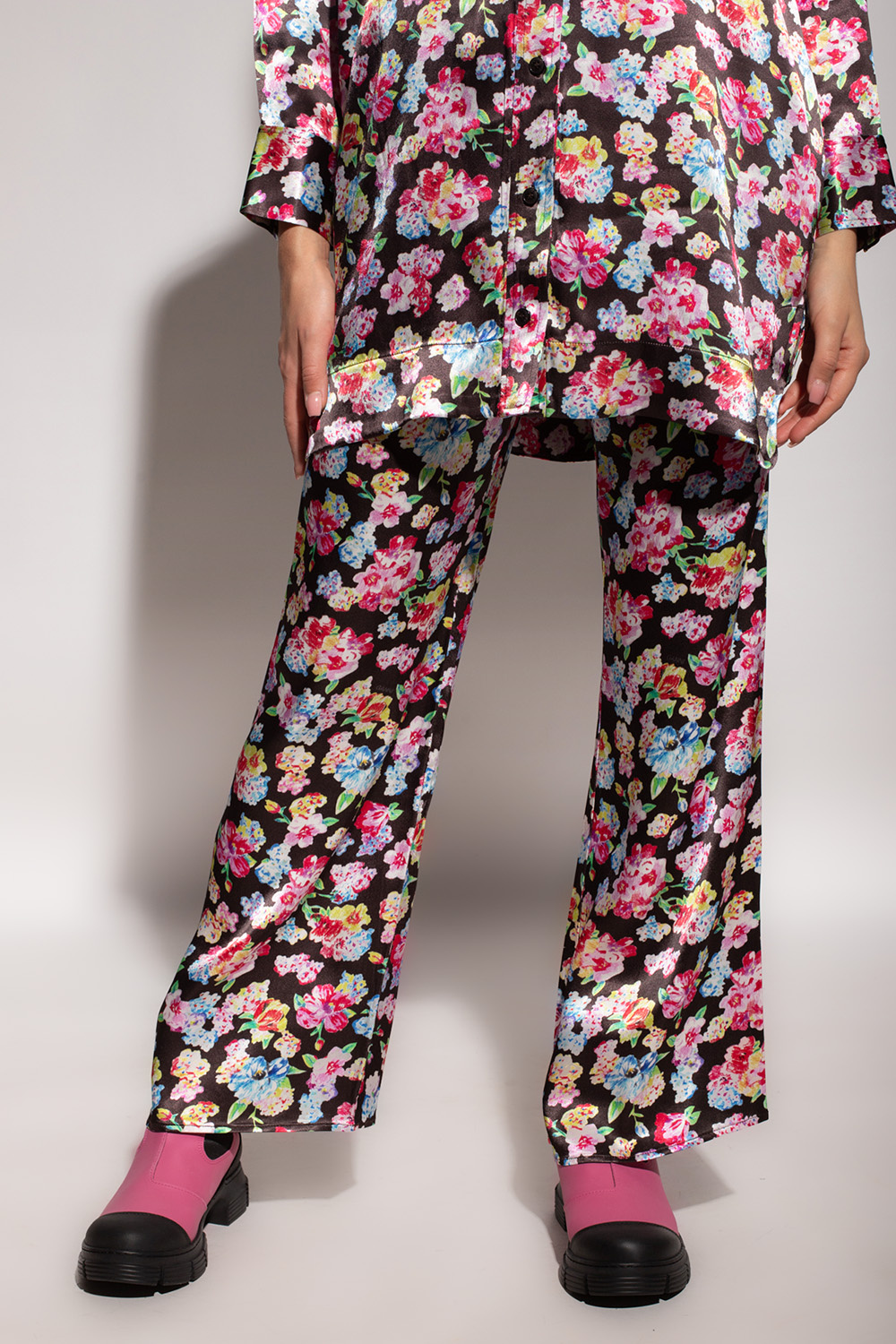 Ganni Trousers with floral motif