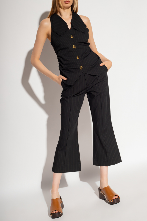 Ganni Ribbed silhouette trousers