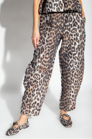 Ganni trousers cigarette with animal motif