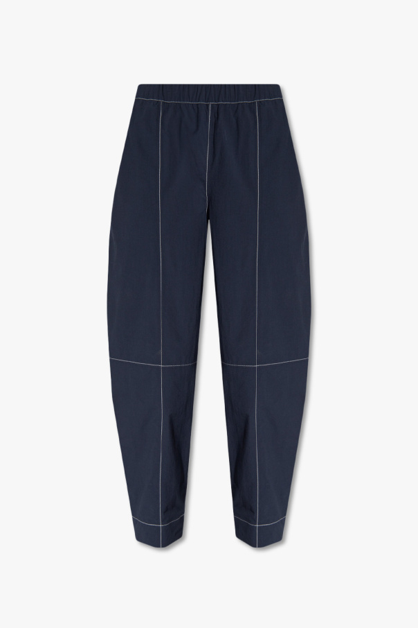 Ganni logo-print trousers with contrasting seams