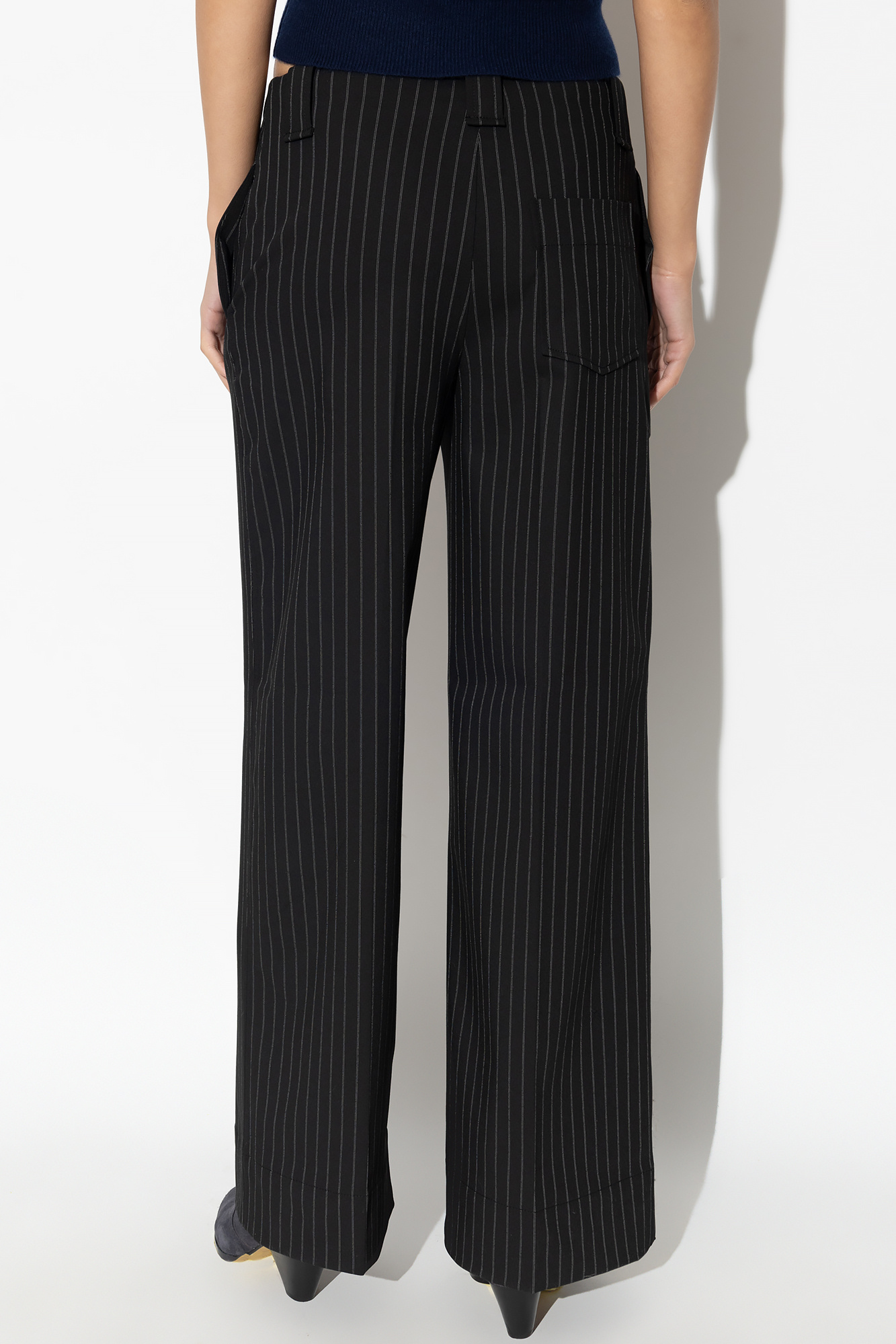 Ganni Pleat-front trousers with pinstripes