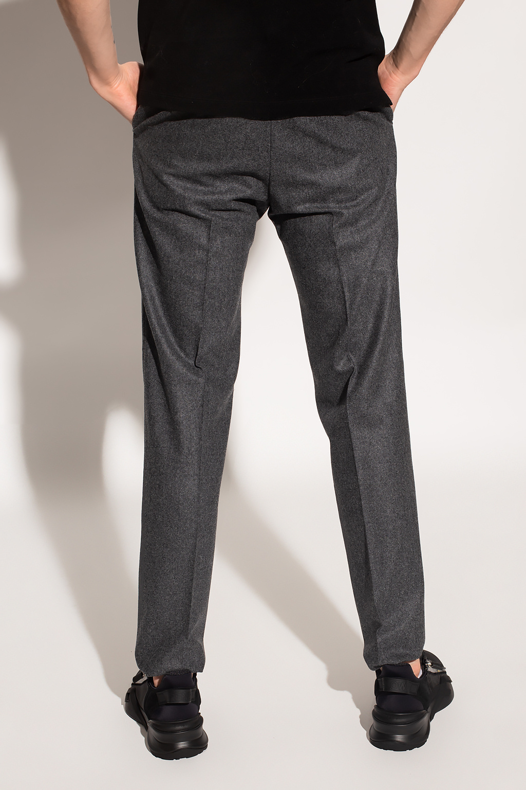 Fendi Wool pleat-front embellished trousers