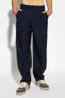 Kenzo NAVY BLUE Wool pleat-front trousers with logo