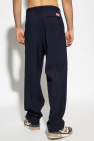 Kenzo NAVY BLUE Wool pleat-front trousers with logo