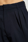 Kenzo NAVY BLUE Wool pleat-front trousers with logo